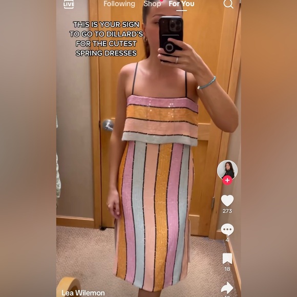 COPY - Gianni Bini | Alston Stripe Sequin Dress NWT size 6, 10 orange pink - Picture 3 of 11